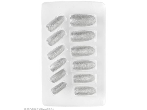 Naglar med silverglitter