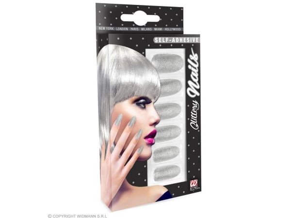 Naglar med silverglitter