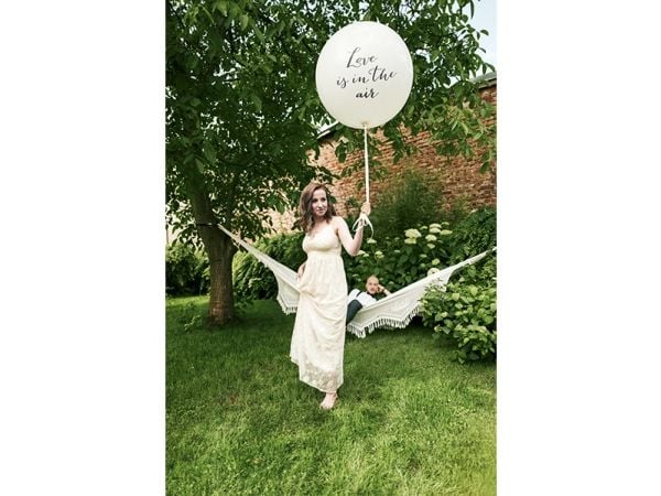 PartyDeco OLBON10D-008, Toy balloon, Latex, Sort, Hvit, Kjærlighet, Oval, 100 cm