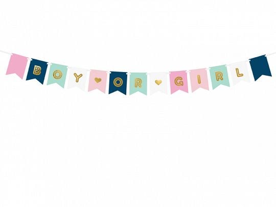 PartyDeco GRL62, Bunting banner, Blå, Gull, Rosa, Hvit, Temafest, 150 mm, 1750 mm, 160 mm