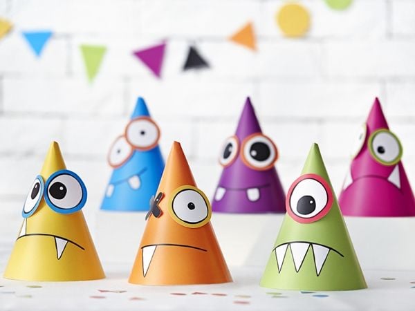 PartyDeco CPP9, Party hat, Flerfarget, 6 stykker, Bursdag, 160 mm, 10 cm