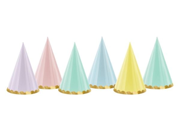 PartyDeco CPP24, Party hat, Papir, Flerfarget, 6 stykker, Bursdag, 160 mm