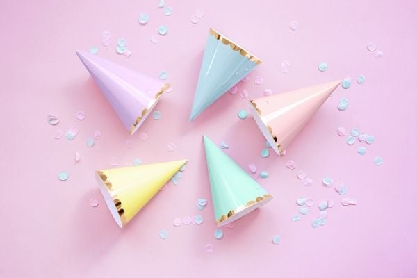 PartyDeco CPP24, Party hat, Papir, Flerfarget, 6 stykker, Bursdag, 160 mm