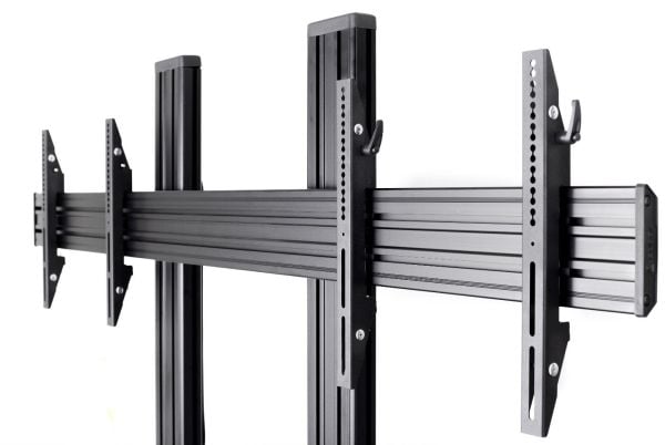 EDBAK Premium Series - Vogn - moderne - for 2 LCD/plasma-paneler - videokonferansetralle - aluminium - svart - skjermstørrelse: 42"-55"