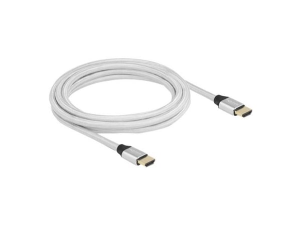 Delock - Ultra High Speed - HDMI-kabel - HDMI hann til HDMI hann - 3 m - trippel beskyttelse - sølv - gullglimtkontakter, 8 K 60 Hz (7680 x 4320) s...