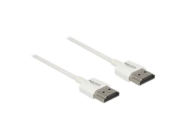 Delock High Speed HDMI with Ethernet - HDMI-kabel med Ethernet - HDMI hann til HDMI hann - 1.5 m - trippel beskyttelse - hvit - 4K-støtte