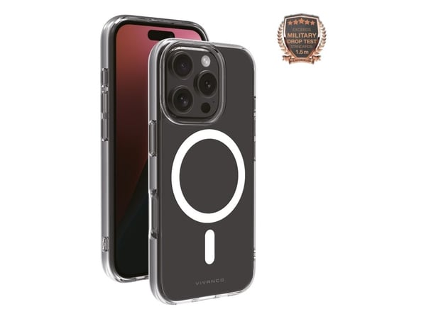 Vivanco Mag Steady, Etui, Apple, iPhone 16 Pro, 16 cm (6.3"), Gjennomsiktig, Hvit