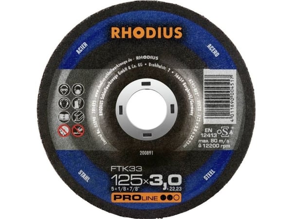 Rhodius 200891 kappeskive forskjøvet 125 mm 22,23 mm 1 stk