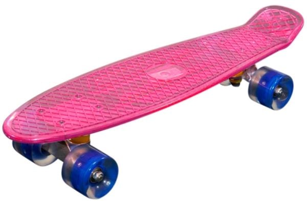 MCU Sport rosa transparent LED skateboard m/LED-lys + ABEC7