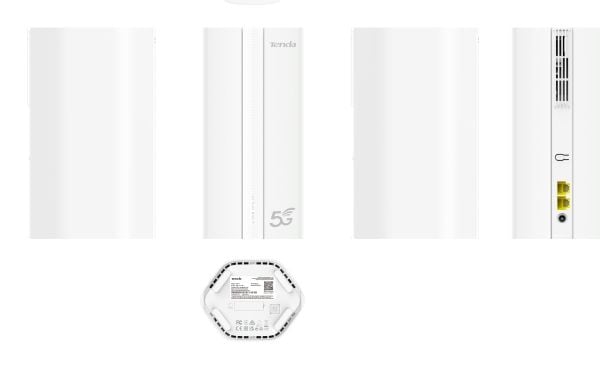 Tenda 5G01, Wi-Fi 6 (802.11ax), Dobbelbånd (2.4 GHz / 5 GHz), Ethernet/bredbåndsforbindelse, 5G, Hvit, Frittstående router