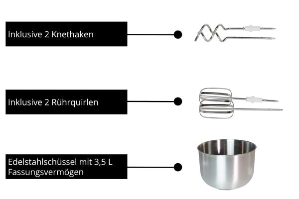 Unold 78720, Håndmikser, Hvit, Vispe, Elte, Miksing, Omrøring, Visping, 0,9 m, 3,5 l, Rotasjon