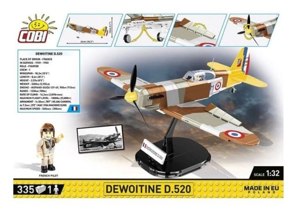 COBI Dewoitine D.520, Byggesett, 3 år, 335 stykker