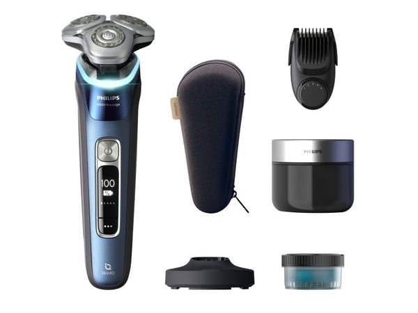 Philips i9000 Prestige XP9201/33 Wet & Dry -sähköparranajokone, jossa SkinIQ, Parranajokone kääntyvällä päällä, Sininen, SkinIQ, Android, iOS, Akku...