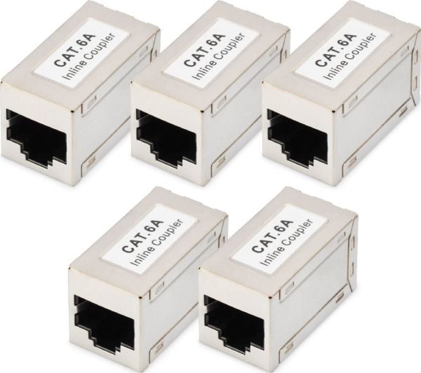 DIGITUS - Kopplingsdon för nätverk - RJ-45 (hona) till RJ-45 (hona) - skärmad - CAT 6a - modulär, stiftkoppling: 1:1 (paket om 5)
