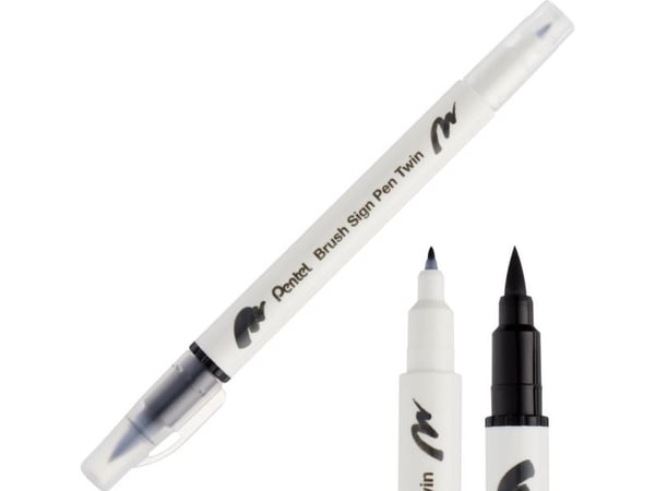 Pentel Brush tusj, dobbeltsidig svart SESW30C-T101