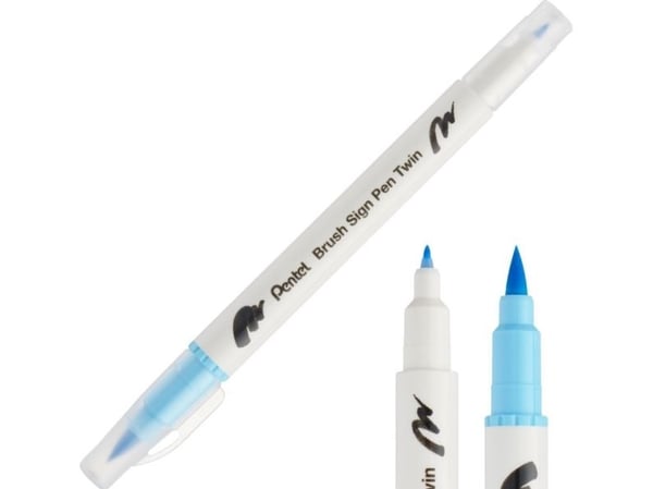 Pentel Brush pen tosidig lys blå SESW30C-T136