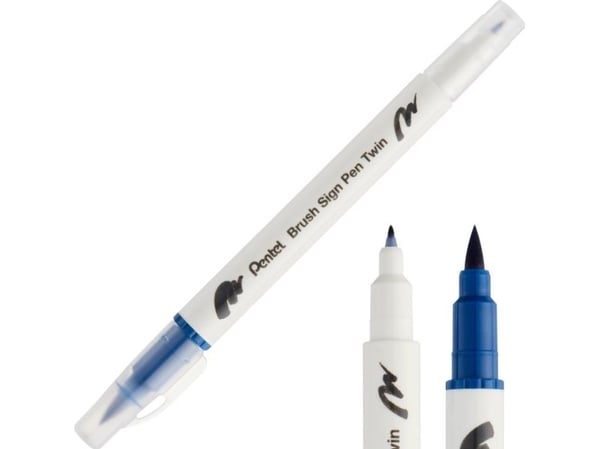 Pentel Brush penna dubbelsidig stålblå SESW30C-T117