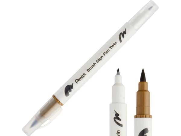 Pentel Brush-märkpenna dubbelsidig rå umbra SESW30C-T127