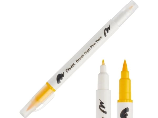 Pentel Penselpenna Dubbelsidig Gul SESW30C-T122