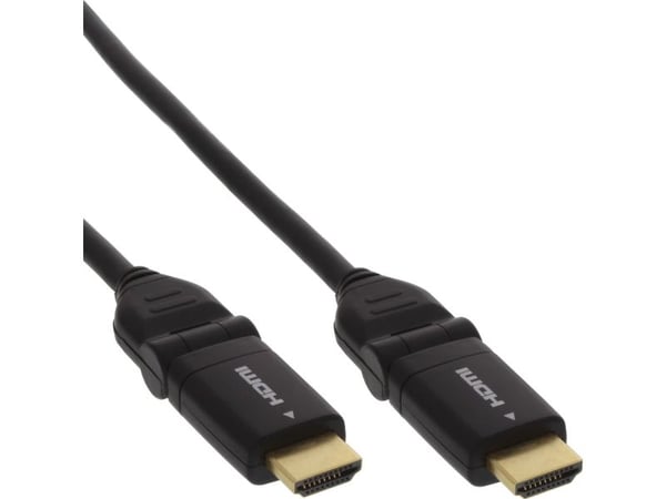 På linje? HDMI-kabel, HDMI høyhastighet med Ethernet, plugg/plugg, rep. Kontakter, svart, fleksibel vinkelplugg, 0,5m (17055W)
