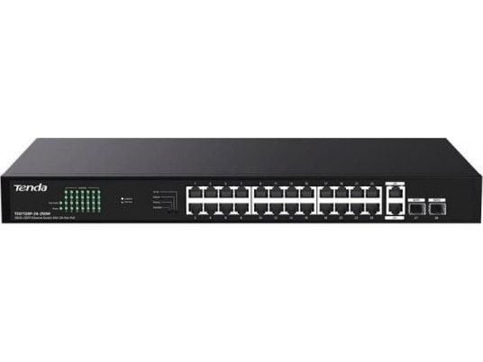 Tenda TEG1128P-24-250W, Uhåndtert, Gigabit Ethernet (10/100/1000), Strøm over Ethernet (PoE), Rack-montering, Kan monteres på vegg