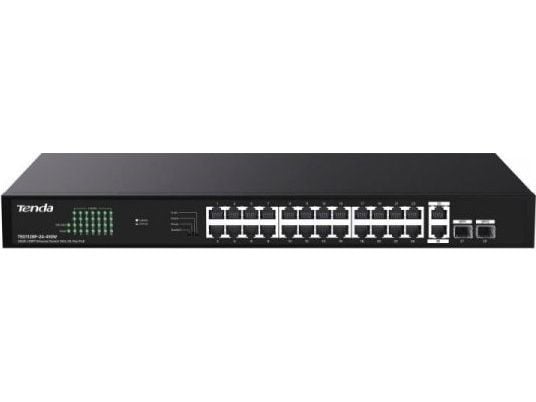 Tenda TEG1128P-24-410W, Uhåndtert, Gigabit Ethernet (10/100/1000), Strøm over Ethernet (PoE), Rack-montering, Kan monteres på vegg