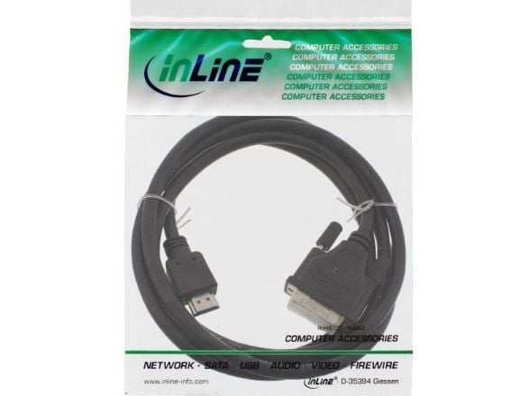 InLine 17664E, 1,5 m, HDMI, DVI, Hankjønn, Hankjønn, Svart