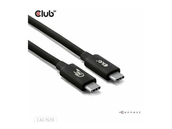 Club 3D - USB-kabel - 24 pin USB-C (hann) til 24 pin USB-C (hann) - USB4 - 48 V - 5 A - 1.2 m - toretnings, opp til 240 W strømforsyningsstøtte, ut...