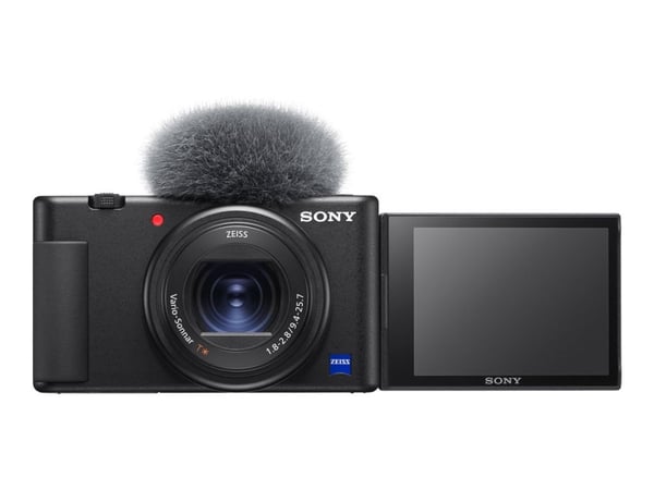 Sony VLOGCAM ZV-1A - Digitalkamera - kompakt - 20.1 MP - 4 K / 30 fps - 2.7x optisk zoom - ZEISS - Wi-Fi, Bluetooth - svart
