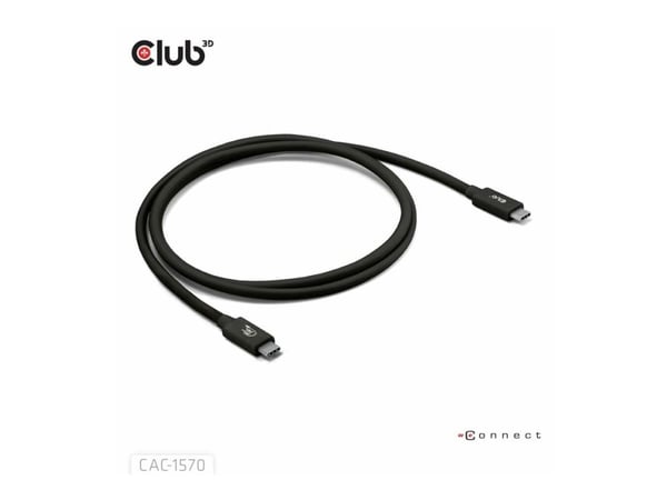 Club 3D - USB-kabel - 24 pin USB-C (hann) til 24 pin USB-C (hann) - USB4 - 48 V - 5 A - 1.2 m - toretnings, opp til 240 W strømforsyningsstøtte, ut...