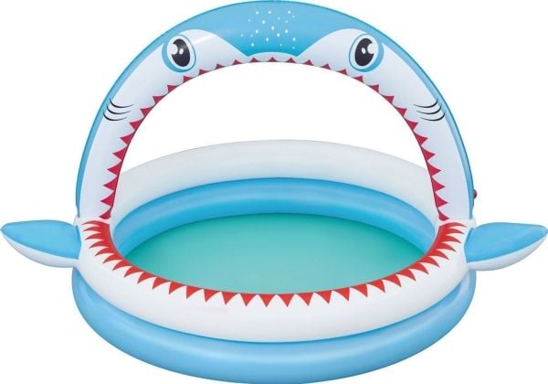 Bestway Sharktastic Kids oppblåsbar sprinkel-lekepark/sprinklerbasseng 1,63 m x 1,27 m x 92 cm