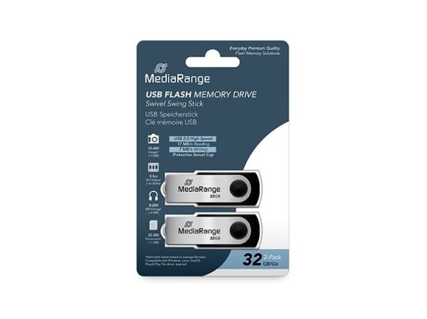 MediaRange MR911-2 - USB-flashstasjon - 32 GB - USB 2.0 - svart, sølv