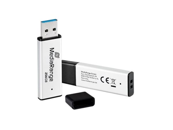MediaRange MR1903 - USB-flashstasjon - 256 GB - USB 3.2 Gen 1 - svart, sølv