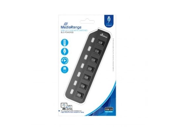 MediaRange MRCS504 - Hub - 7 x USB 2.0 - stasjonær