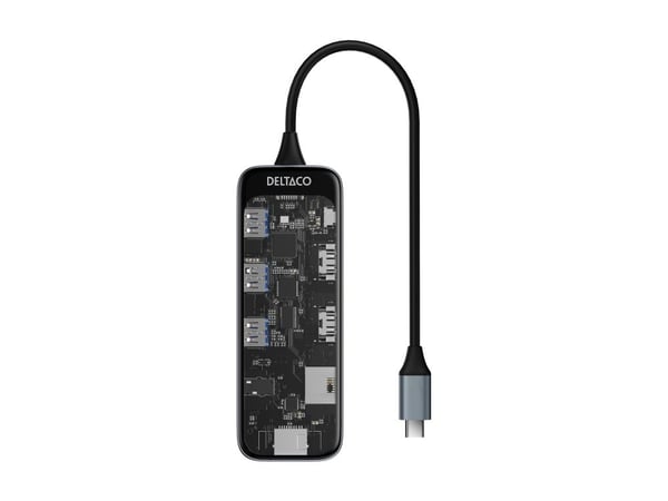 DELTACO - Dockningsstation - USB-C - HDMI - 1GbE