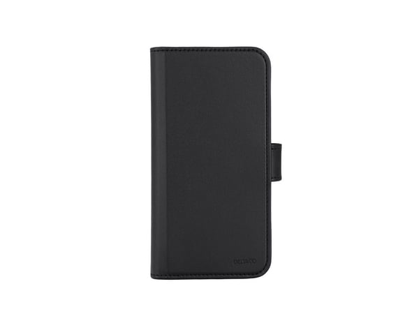 DELTACO - Lommebok for mobiltelefon - 2-i-1, magnetisk - MagSafe-samsvar - veganlær, PU-skinn (termoplastisk polyuretan + polykarbonat) - svart - f...