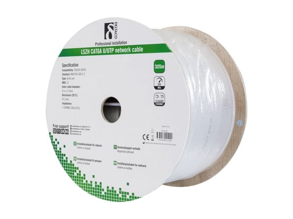DELTACO - Bulkkabel - 305 m - UTP - CAT 6a - solid - vit