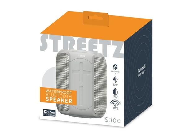 STREETZ CM766 - Høyttaler - for bærbar bruk - trådløs - Bluetooth - 10 watt - grå