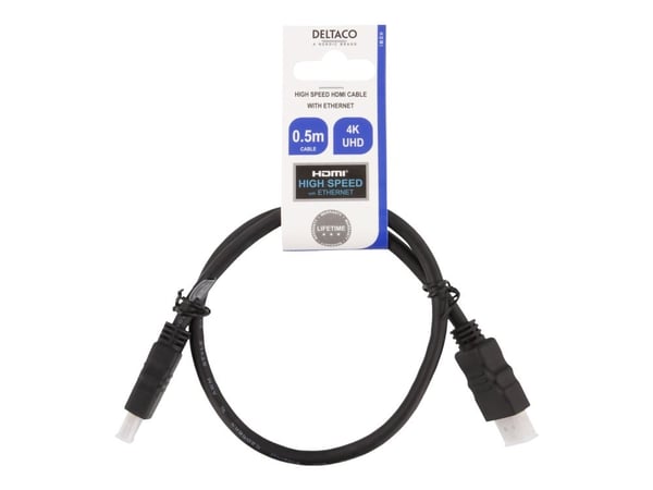 DELTACO - HDMI-kabel - HDMI hann til HDMI hann - 50 cm - svart