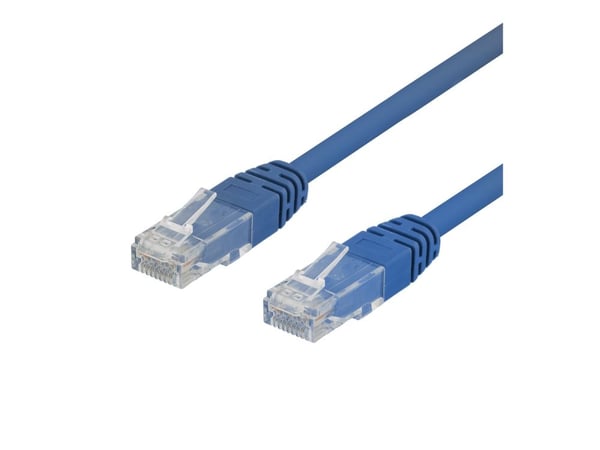 DELTACO TP-603B - Koblingskabel - RJ-45 (hann) til RJ-45 (hann) - 30 cm - UTP - CAT 6 - formstøpt - blå