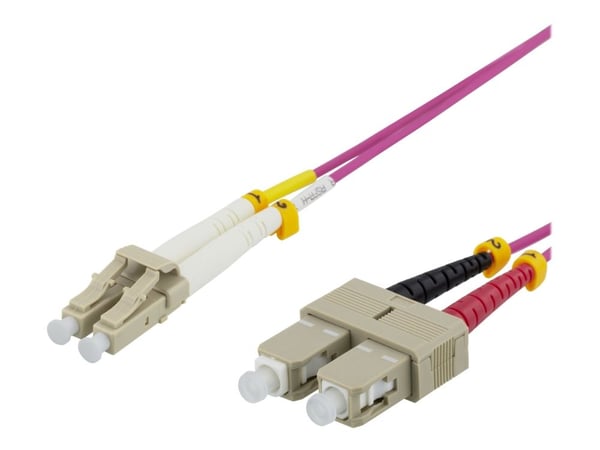 DELTACO LCSC-705 - Koblingskabel - SC/UPC-multimodus (hann) til SC/UPC-multimodus (hann) - 5 m - fiberoptisk - dupleks - 50 / 125 mikroner - OM4 - ...