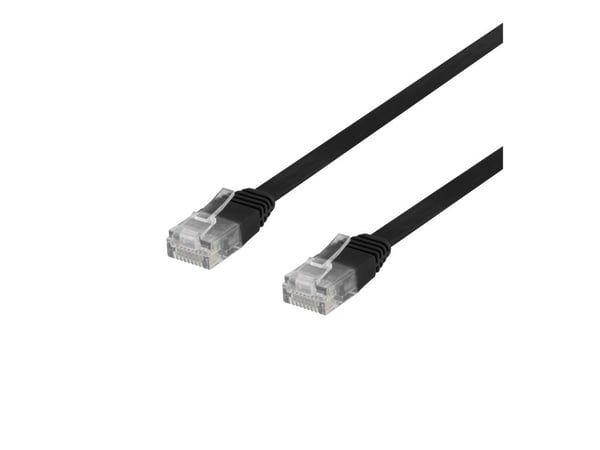 DELTACO - Koblingskabel - RJ-45 (hann) til RJ-45 (hann) - 30 cm - UTP - CAT 6 - flat - svart