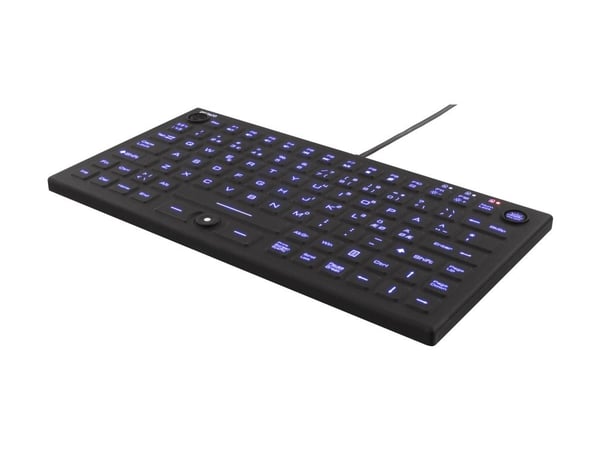 DELTACO TB-509 - Tastatur - med pekepinne, museknapp - bakgrunnsbelyst - USB - Nordisk - svart