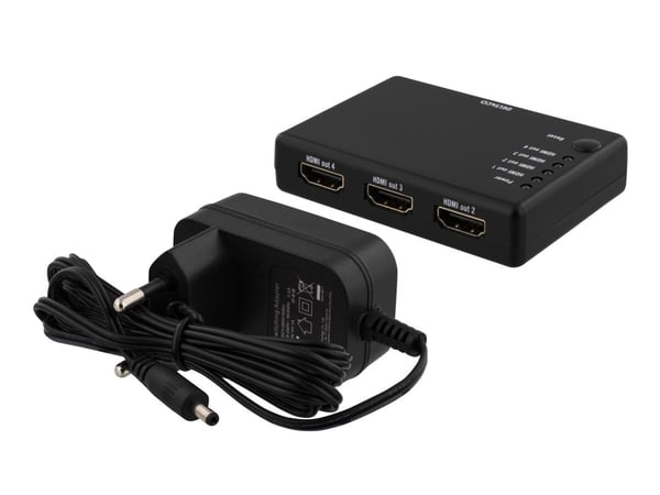 DELTACO HDMI-7051 - Video/lyd-splitter - 4 x HDMI - stasjonær