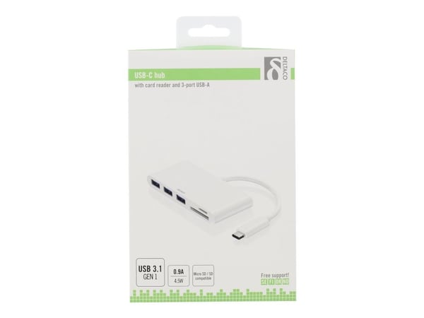 DELTACO USBC-HUB - Hub - 3 x USB 3.1 - stasjonær