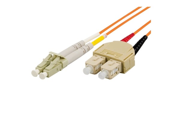 DELTACO - Nettverkskabel - LC multi-mode (hann) til SC multi-mode (hann) - 5 m. - fiberoptisk
