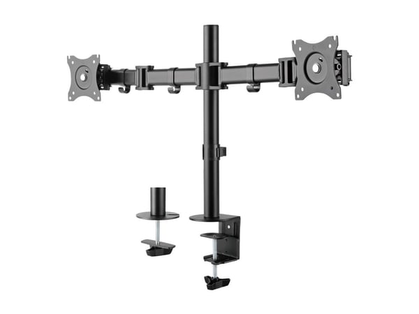 DELTACO Office ARM-0300 - Monteringssett - leddelt - for 2 skjermer - plastikk, aluminium, stål - matt svart - skjermstørrelse: 13"-27" - skrivebor...
