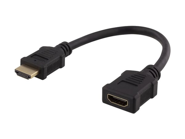 DELTACO HDMI-21F - HDMI-utvidelsesadapter - HDMI hunn til HDMI hann - 20 cm - svart