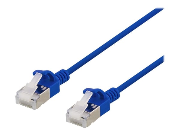 DELTACO - Koblingskabel - RJ-45 (hann) til RJ-45 (hann) - 50 cm - U/FTP - CAT 6a - halogenfri, formstøpt, uten hindringer - blå
