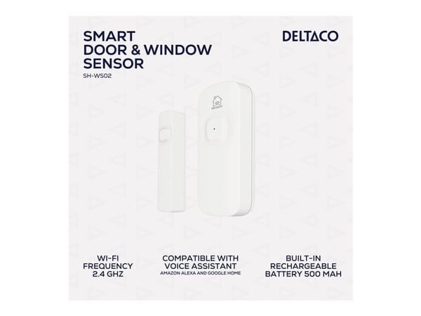 DELTACO SMART HOME SH-WS02 - Dør- og vindusensor - trådløs - 802.11b/g/n - 2.4 Ghz - hvit
